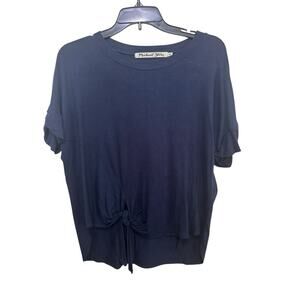Michael Stars Women's Blue Crew Neck Twist Front T-Shirt Top Size XS